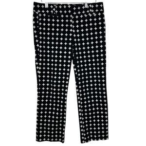 J Crew Pants Womens Size 2 Stretch City Fit Black Polka Dot Ankle Crop Chino